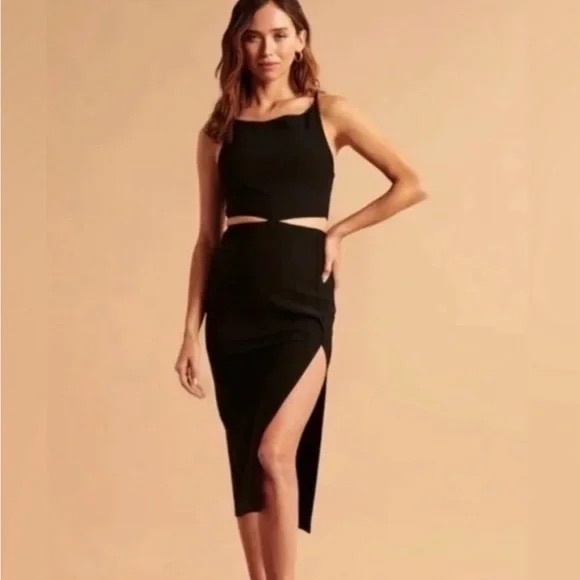 Abercrombie & Fitch Dresses & Skirts - Abercrombie & Fitch Black Women's Cut-Out Midi Cocktail Dress